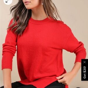 Oversized red autumn sweater